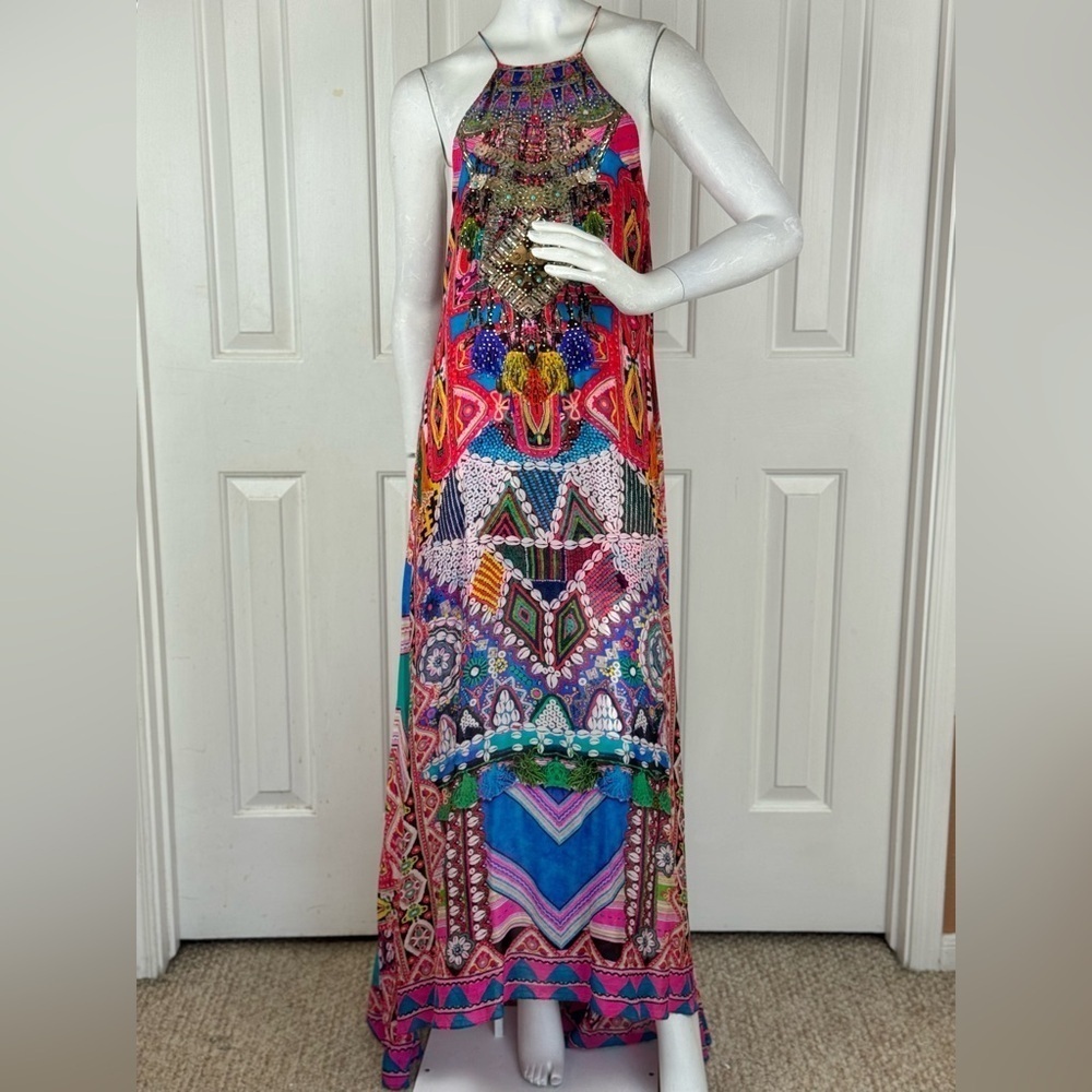 CAMILLA SHELL PRINT DRESS WITH SIDE SPLITS - SIZE 2